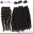 Chegada nova Novo Tipo Eurasian Kinky Curly Hair Tecelagem Com Fecho de Renda Nós Descorados Estilo Livre